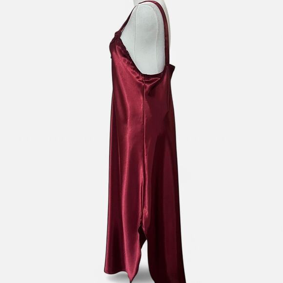 NWT VTG 90s Dentelle Romantic Burgundy Red Floral Embroidered Satin Maxi Slip M - Picture 5 of 8